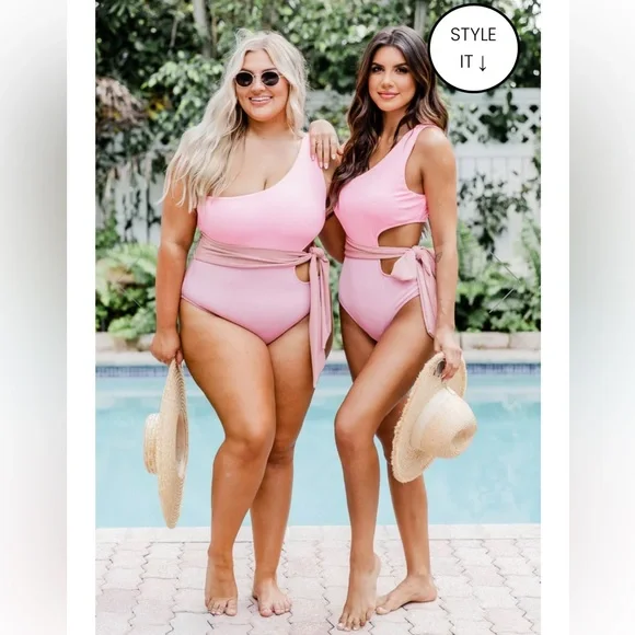 🎉 HP 🎉 SOAKING UP THE SUN PINK ONE PIECE SWIMSUIT - Picture 5 of 10